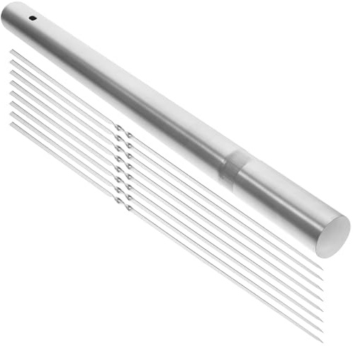 Ciieeo Set Spiedini Piatti in Acciaio Inox 35 Cm, 40 Pezzi con Tubo Porta Spiedini, Utensili per Barbecue da Esterno Resistenti Alte Temperature, per Grigliate, Campeggio e Viaggi