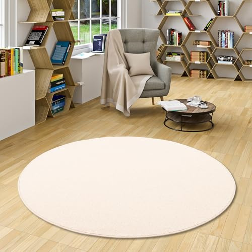 Unbekannt Natur Teppich Wolle Berber Weiss Rund in 7 Größen