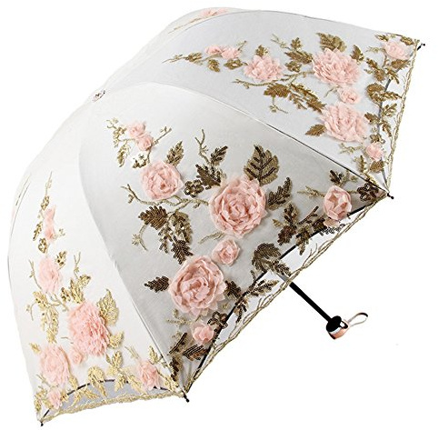 Honeystore Lace Parasol Decoration Bridal Shower Vintage Umbrellas for Wedding 1821 Beige