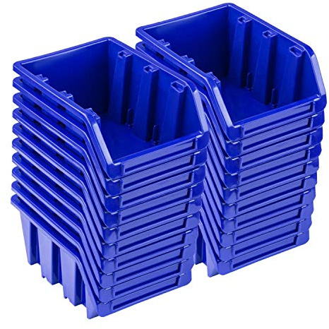 PAFEN 20 Cajas Apilables - 70 x 100 x 155 mm - Polipropileno (PP) - Azul - Cajas de Almacenamiento