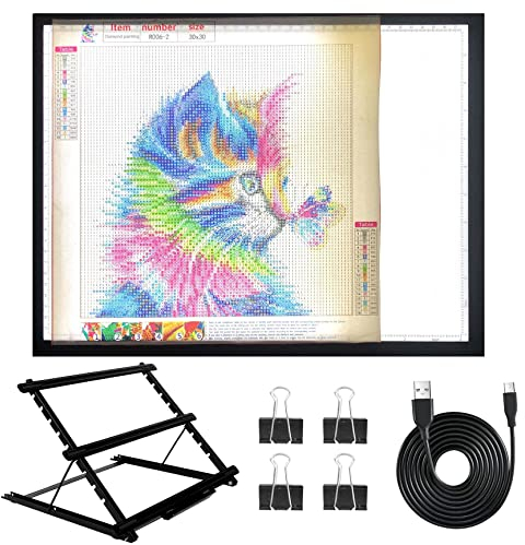 DONPEDOR A3 Tavoletta Luminosa per Disegnare con supporto - Lavagna Luminosa LED Portatile 10 Livelli Luminosità, Leggera per Diamond Painting, Disegno, Sketching e Artigianato