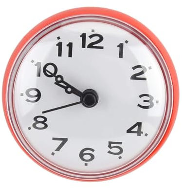Horloge de Salle de Bain, Horloge Murale Ronde, Mini Horloge de Douche, Horloge à Ventouse étanche pour Salle de Bain, Cuisine, Salon, Chambre à Coucher (Rouge)