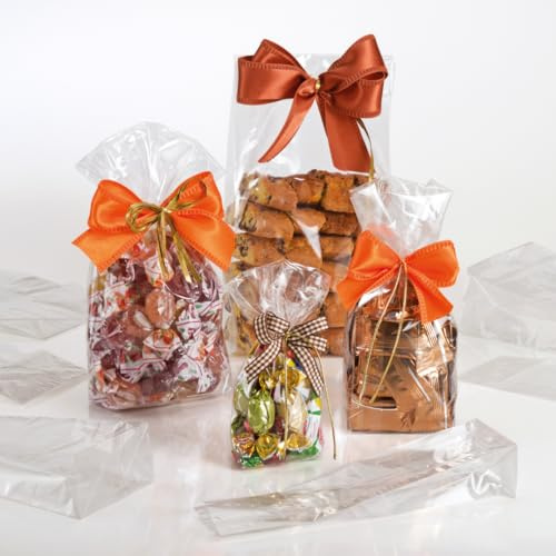 Italpak Buste Trasparenti Fondo Quadro per Alimenti, Sacchetti con Base, 50 pz, 9+5x24 cm (9 cm larghezza; 5 cm l'apertura del soffietto e 24 cm l'altezza), Vuoto