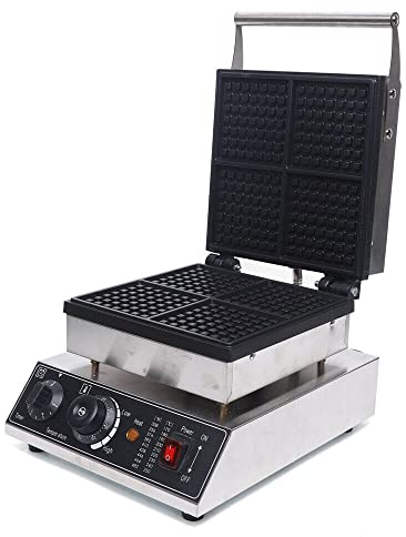 4 griglie per waffle belga, macchina per waffle, rivestimento antiaderente (45 x 35 x 30 cm)
