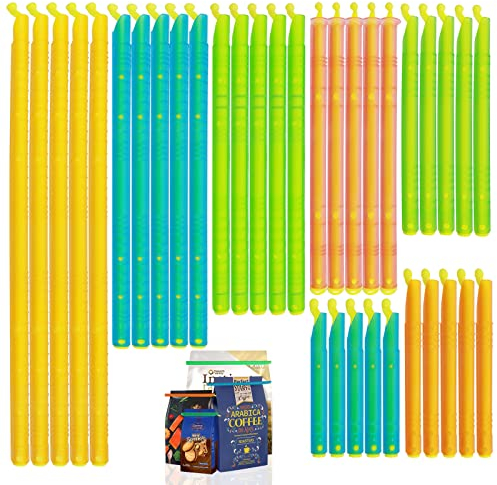 SDwfxd 35 Stk Tütenclips Verschlussclips, Kunststoff Dauerhaft Bag Sealer Sticks für Aufbewahren Von Lebensmitteln, Snacks, Haferflocken, Kaffeebohnen (7 Größen)