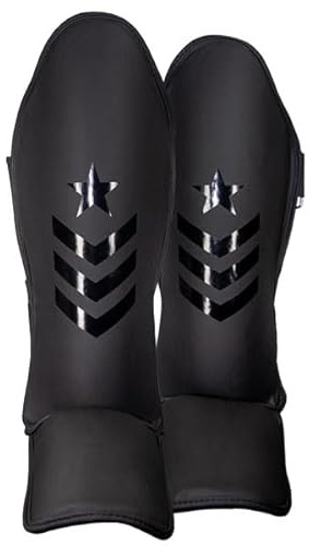 Revgear Premier Deluxe Shin Guard | Durable Lightweight Shin Guards for Any Level | Mixed Martial Arts (MMA) Kickboxing or Muay Thai (Black/Black, Medium)