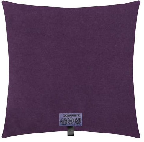 Soft-Fleece-Kissenbezug – Polarfleece-Kissenbezug mit Häkelstich – Flauschige Kissenhülle – 40x40 cm – 490 Aubergine – von 'zoeppritz since 1828', 702291-490-40x40