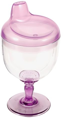 VICASKY Kids Goblet Cup 180ml Toddler Sippy Cups Plastic Feeding Beakers Beverage Mug Milk Bottle with Lid No Spill Trainer Stemware for Baby Birthday Party, Celebration Purple