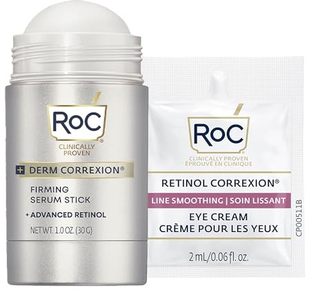 RoC Derm Correxion Retinol Firming Serum Stick with Antioxidants to Visibly Tighten and Firm Wrinkles and Laugh Lines 1.0 oz plus Retinol Eye Cream Packette