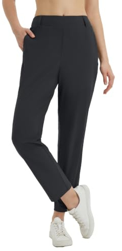 baleaf Pantalon de golf extensible avec passants de ceinture et poches à fermeture éclair UPF 50+ pour femme, Noir , M