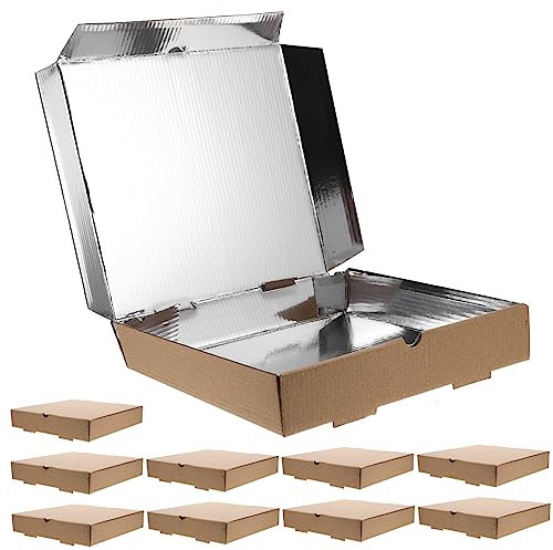 Gatuida 10 Stück Isolierte Pizzaboxen Pizzazubehör Pizzaaufbewahrung Keksdosen Pizzateigbehälter Einzelne Pizzascheibenboxen Pizzateig Gärbehälter Hellbraune Aluminiumfolie