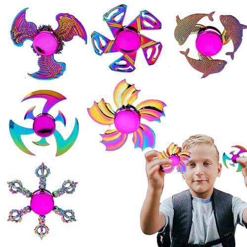 Aszaui 6 Stück Fidget Spinner, Spinner Spielzeug für Kinder, Spinner Finger Lager Finger Tri-Spinner Toy.Stressabbau Anti Angst Sensorisches Spielzeug Kinder und Erwachsene.