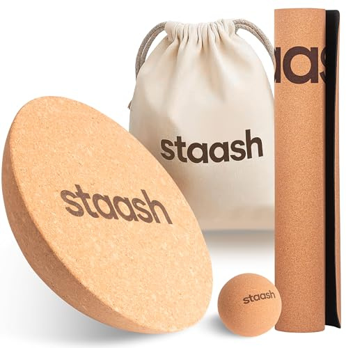 STAASH® Disco Propriocettivo in Sughero Naturale Ø30 cm - Semisfera Balance Trainer per Yoga, Fitness, Riabilitazione e Board Sport - Singolo, Coppia o Kit Completo (Kit Completo)