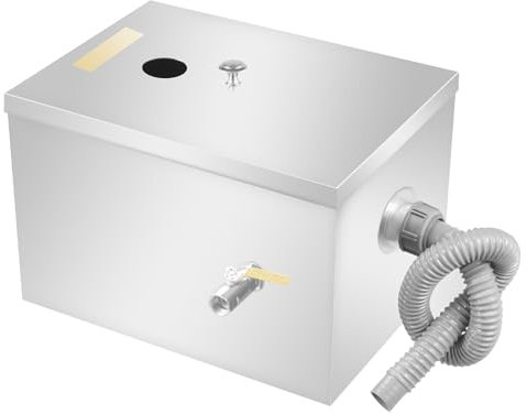 Séparateur de graisse en acier inoxydable - 20 l - Séparateur de graisse - Pour séparer l'huile et l'eau - Évier de cuisine - 35 x 25 x 23 cm