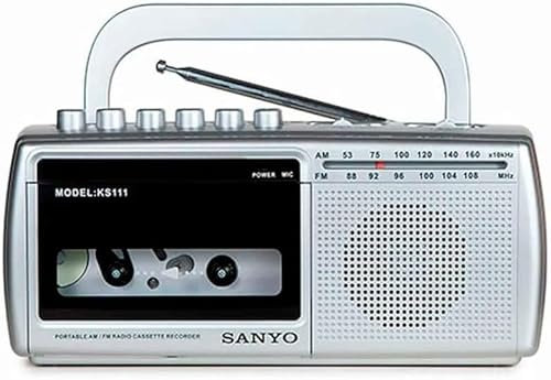 Sanyo Ks-111 Plata Radio Cassette Grabador Portatil Red Y Pilas de DISPAU