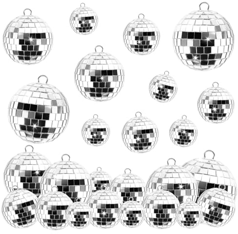 Décor Boules Disco, 25 Pièces Boule à Facette Kit Mini Boule Disco avec Corde, Boules Disco Décoratives à Accrocher pour Fête à la Maison Mariage Arbre de Noël Fête d'anniversaire