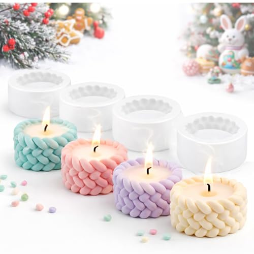 4 moule silicone bougie bougeoirs en silicone moule bougie pour bougies et pots de fleurs, photophores pour béton/plâtre/résine époxy, réutilisables