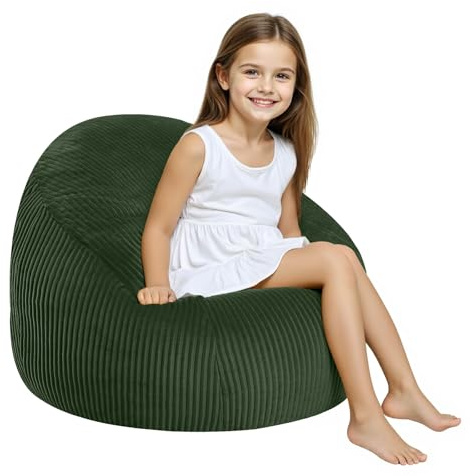 COMAX Bean Bag Chairs for Kids, Toddler BeanBag Sofa with Filler Bean Couch Stuffed for Boys and Girls, Lazy Floor Chair for Playroom, Nursery Room, Green