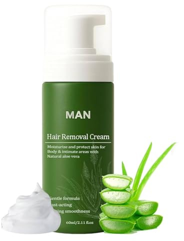Botane Enthaarungscreme Intimbereich Männer, Botane Haarentfernungscreme Intimbereich mit Aloe Vera, Men Hair Removal Cream, Sanfte und Gründlich Haarentfernung, Haarentfernung in 5-10 Minuten, 60ml