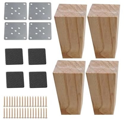 ZHOUXYFDC Gambe Per Mobili 4 pezzi 12 cm altezza gambe for mobili in legno massello trapezoidale ad angolo retto divano panca armadio piedi armadio divano comò poltrona piede
