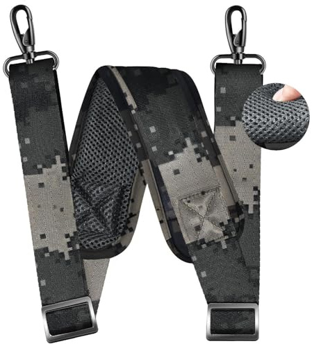 ZINZ 79 inch Shoulder Strap, Extra-thick Fixed Cushion Pad and Dual Clasps Universal Replacement Strap with Metal Swivel Hooks for Laptop Bags, Luggage Bags, Camera, Crossbody(Camouflage Gray)