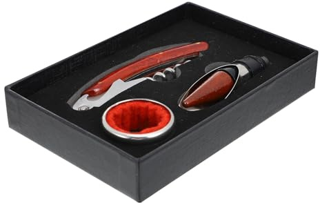 Luxshiny Coffret Ouvre-Bouteille Vin 3 Pièces Tire-Bouchon Verseur Collier en Métal Robuste Multifonction pour Maison, Bar et Restaurant