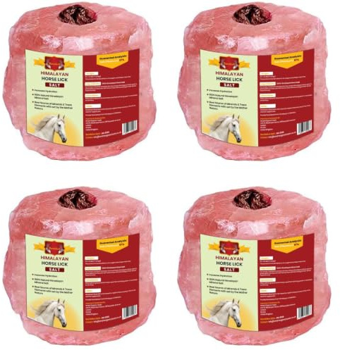 Barakah Himalayan Salt Licks for Horses Pack of 4 | Natural Pink Rock Salt with Hanging Rope | Approx. 1–1.5kg Each | Mineral-Rich Horse Salt Licks | Product of Pakistan