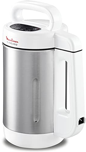Moulinex My Daily Soup Cuiseur à soupe, Blender chauffant 1,2 L, 4 programmes, Ecran digital, 4 lames inox, Mixe et cuit, Recettes froides et chaudes, Soupes, Veloutés, Smoothies, Milkshakes LM542110