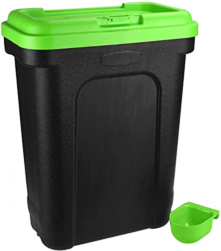 SI © 35LTR Pet Food Storage Container Cat Dog Dry Food Bird Seed Box Bin Flip Top Lid Scoop BIG green