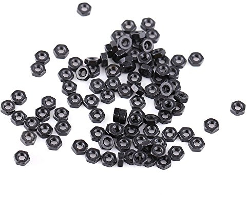 Tuercas de zinc negro, 100 piezas M2-M5 Tuercas hexagonales hexagonales de rosca métrica de acero al carbono chapado en zinc negro M2, M2.5, M3, M4, M5, gran reemplazo(M2.5)