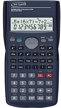 Scientific Calculator with 240 Function, Student Calculator with Double Line LCD Display and Slide-On Protective Hard Case Black