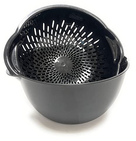 Mintra Home Mixing Bowl with Colander/Strainer 2 Piece (Large 4.5L, Black)