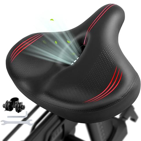 Oversized Bike Seat for Men Women Comfort, Extra Wide Bike Seat Cushion, Large Bicycle Seat Padded, Comfortable Bike Saddle Replacement for Peloton Bike/Stationary Bike/Exercise Bike/Ebike