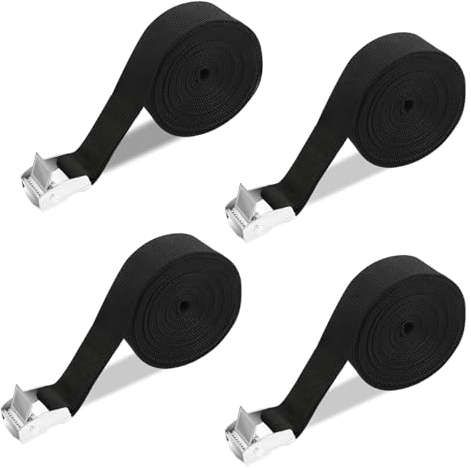 2,5 Zurrgurt Spanngurt Befestigungsgurt, 4 Stück Spanngurte mit Klemmschloss, Kleine Spanngurte, Befestigungsriemen, für Auto, Fahrrad, Sackkarre, Motorrad, Gepäck, Belastbar Bis 250 kg