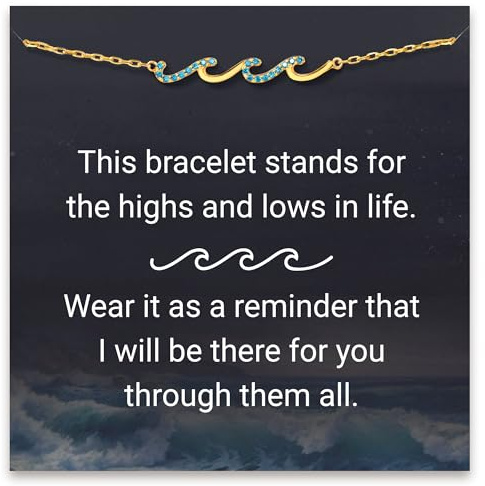 STORYJEWELLERY Birthday Gifts for Women, Wave Bracelet, Unique Birthday Gifts for Mom Sister Daughter and Female Friend on Mothers Day, Cheer Up Presents, Jewelry for Her