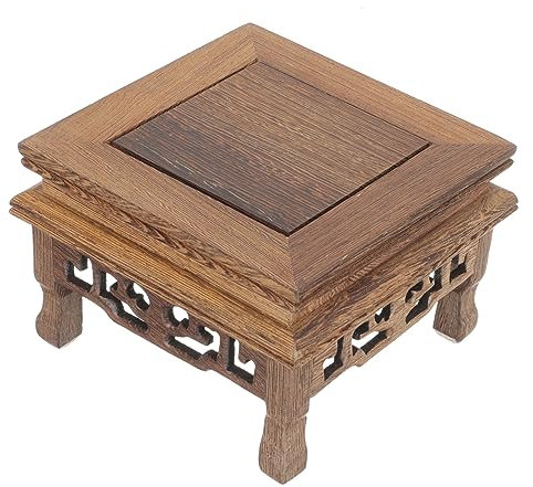 SUPVOX Maceta Cuadrada Soporte de Cristal decoración de Oficina Plantas de Interior decoración del hogar Soporte de Planta de Madera Estatua de Buda Mesa de café fotografía Decorar Base