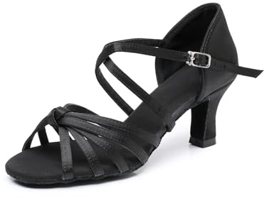 Rosefinch Women Ballroom Dance Shoes Latin Salsa Bachata Performance Dance Dancing Shoes 2.75 Black 8.5US