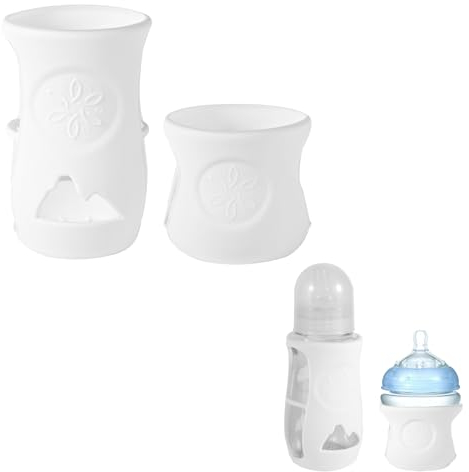 2pcs Baby Bottle Sleeves, Silicone Bottle Covers for Baby Super Elasticity Bottom Reinforcement Design Suitable for Natural Glass Baby Bottles Compatible with Philips Avent(White)