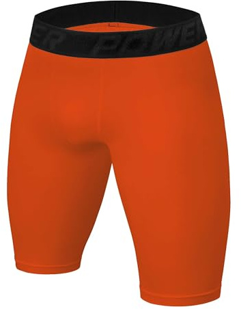 PowerLayer Kompressionsshorts för pojkar, snabbtorkande baslager, kalsonger, tights, korta byxor, löpunderkläder, apelsin, 8-10 år