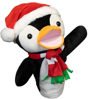 Weihnachten Pinguin Tier Handpuppen Spielzeug Weihnachten Plüschtier Kuscheltiere Fingerpuppen Handpuppen Pinguin Tierhandpuppen Rollenspiel interaktives Früherziehungsspielzeug für Kinder