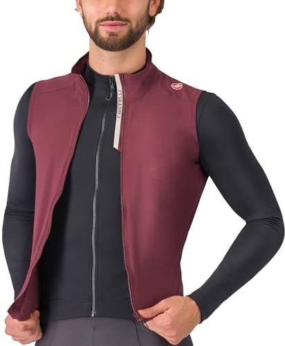 CASTELLI Men’s Espresso Vest, Windproof Shell Vest for Road Cycling & Gravel Biking - Deep Bordeaux - Large