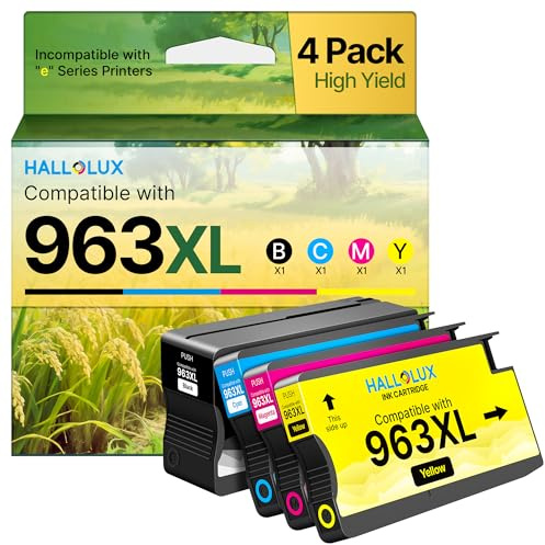 HALLOLUX 963XL 963 XL Druckerpatronenronen Kompatibel für HP 963 963XL Multipack für HP OfficeJet Pro 9010 Patronen für HP OfficeJet Pro 9012 Patronen 9022 9014 9020 9019 9015 9026 9028 (4e-Pack)