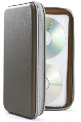 DVSICK DVD Case, 96 Capacity Plastic CD Holder Case Portable Travel Protective Zipper DVD Case Holder For Car Storage Wallet Bag(Olive)