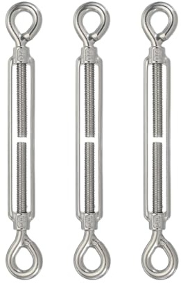 PATIKIL M10 Eye & Eye Turnbuckle, 3 Pcs 304 Stainless Steel Wire Rope Tension Adjustable Cable Railing Tensioner for Tightening Up Metal Cable Wire Shade Sail Hardware