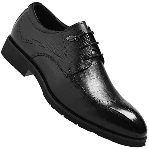 Modern Men's Semi-Brogue Oxford Shoes Corporate Events Textured Leather Upper with Non-Marking Sole(Black,9.5)