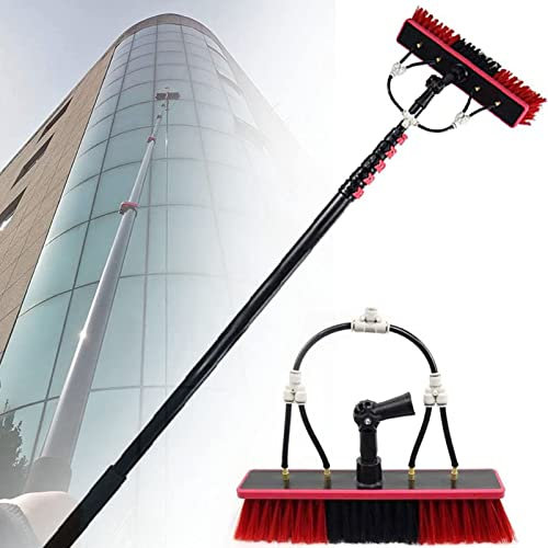 Pulitore per finestre da Esterno telescopico con Asta alimentata ad Acqua, pulitore per tetti di verande/Spazzola Estensibile alimentata ad Acqua/Kit per la Pulizia di finestre, Strumenti PE