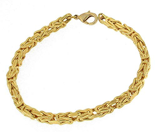 Tendenzalia Bizantiner kungligt armband kvadratisk original italiensk kedja 18 k guld dubbel 4 mm bred längd 24 cm