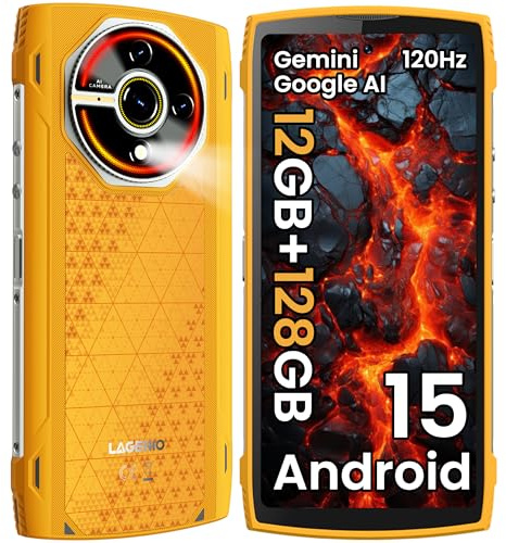 LAGENIO Panther 2 Rugged Smartphone Android 15,12GB+128GB/1TB Espandibile, IP68/IP69K 6.7 HD+120Hz Telefono Rugged, 16MP+8MP, 5150mAh, Widevine L1/Face ID/OTG/GPS/NFC/3 SIM Slots, Dune