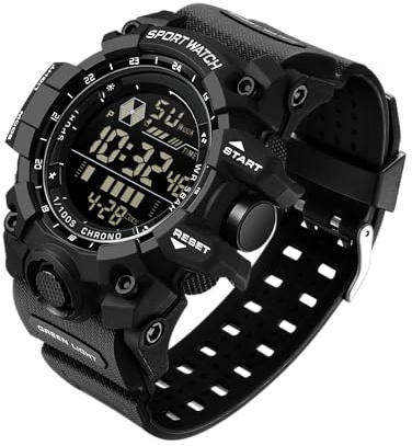 BIEWO Mens Military Watches Digital Sports Watch Waterproof Alarm Date Wristwatch Tactics LED Alarm Stopwatch for Men (All Black)