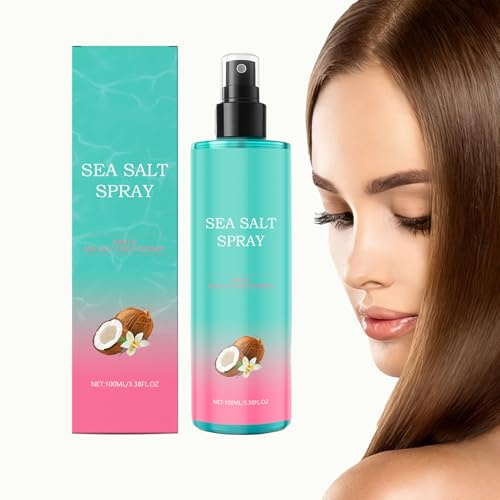 Spray au sel de mer pour texturer les cheveux, spray d'eau salée avec parfum noix de coco pour cheveux bouclés volumineux et ondulés, brume hydratante sans rinçage pour femmes et hommes (1 pièce)